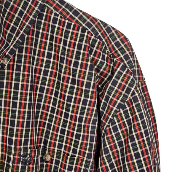 George Strait Wrangler Navy Red Plaid Long Sleeve Button‎ Down Shirt Size Large - Picture 3 of 9
